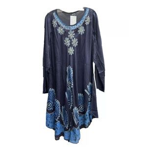 Umbrella Cut Floral Tunic - Blue